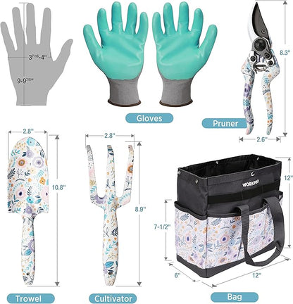 WORKPRO 5PCS Garden Tool Set, Aluminum Heavy Duty Gardening Tool Set with Bag, Outdoor Garden Hand Tools, Gardening Gifts