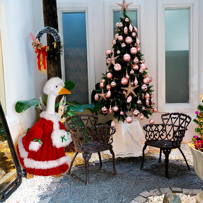 Suzile Christmas Mrs. Claus Goose Outfit Dresses Clothes for 23" High Cement or Plastic Porch Goose Costume for Yard Lawn Outdoor Garden Patio Statue Xmas Santa Holiday Decor