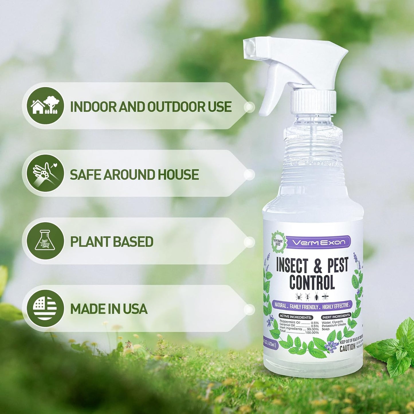 Peppermint Oil Insect & Pest Control Spray – 16oz Natural Plant-Based Bug Killer for Spiders, Ants, Flies, and Other Insects, Safe for Home & Kitchen Use