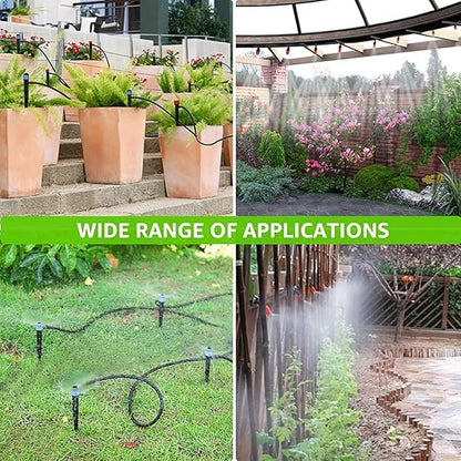 190.2FT Quick Connector Drip Irrigation System Kits Automatic Garden Watering Sprinkler with 1/2 &1/4 inch Tubing Hose Patio Misting Plant Irrigation Equipment for Indoor Greenhouse Flower Beds Lawn