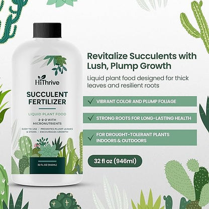 32oz Succulent Fertilizer - Makes 64 Gallons of Succulent Plant Food for Succulents Plants Live, Liquid Fertilizer for Succulents - Promotes Vibrant Leaves, Resilient Roots, and Plump Growth