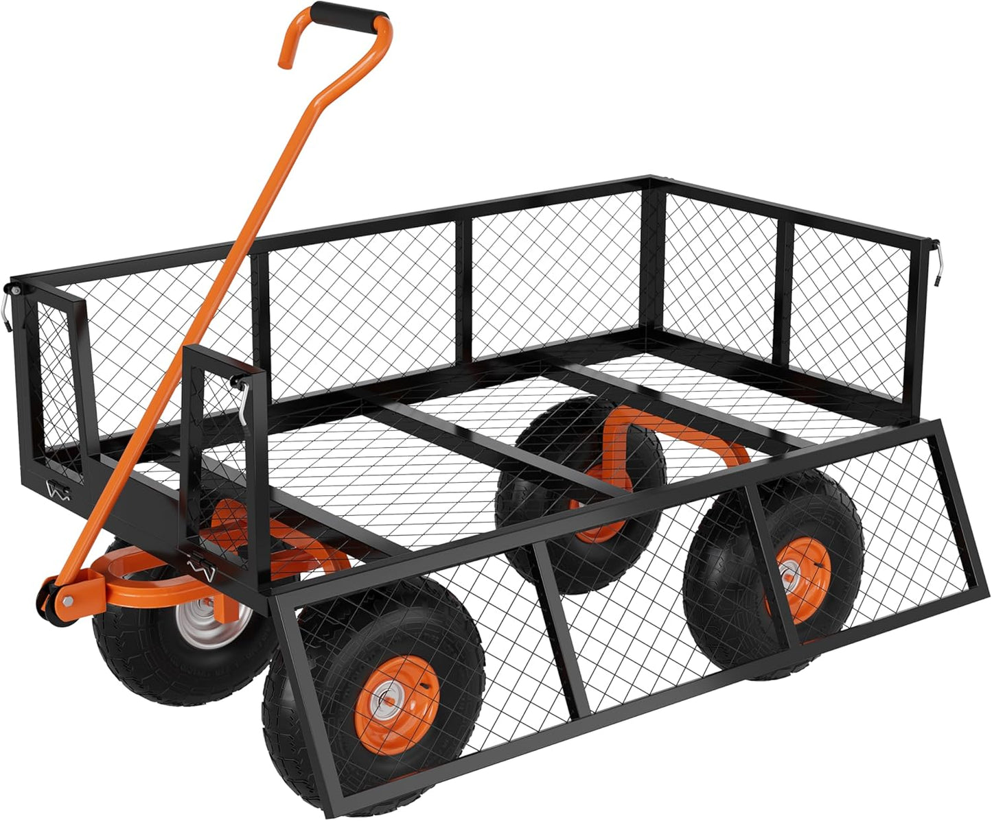 GarveeLife Heavy Duty Steel Garden Cart, 900 LBS Capacity 3 in 1 Pullable Garden Wagon with 10 in Wheels, for Gardening Soil, Tools, and Plant Transport