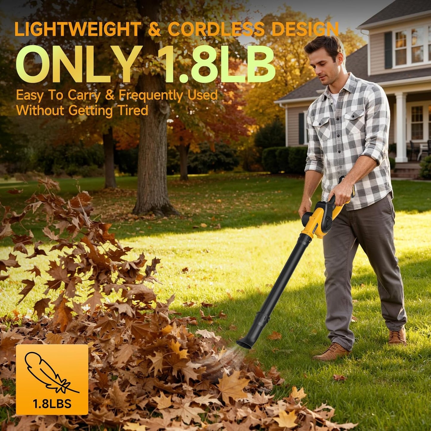 Small Leaf Blower Cordless with 2 Batteries and Fast Charger, 3 Speed Modes, 210 MPH Battery Powered Blower with 3 Nozzles, Lightweight Electric Leaf Blowers for Lawn Care, Blowing Leaves, Car Drying