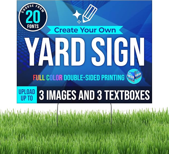 24x18" Double Sided Custom Yard Sign with Metal Stakes, Personalized Full Color Corrugated Yard Sign for Outdoors, Front and Back Custom Printed Personalized Lawn Signs 10 Pack (Design 8)