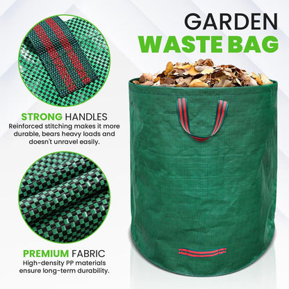 Gardenpal 3 Pack 72 Gallon Reusable Yard Waste Bag, Heavy Duty, Upright Lawn Bags with 4 Reinforced Handles (72 Gallon/3 Pack)