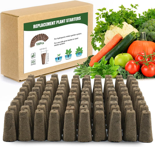 100pcs Grow Sponges Seed Starter Pods, Indoor Plants Hydroponics Supplies Compatible with QYO, LYKO,Idoo Hydroponics Growing System(Square)