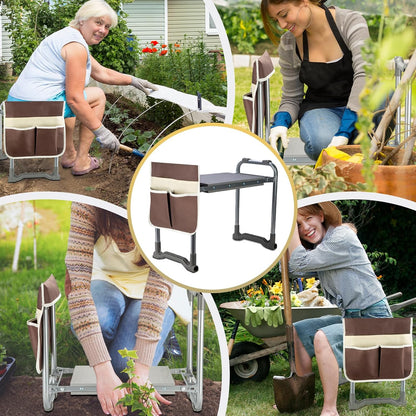 Garden Kneeler Folding Garden Stool Seat with EVA Foam Pad - Portable Foldable Gardening Bench Gift (Gray)