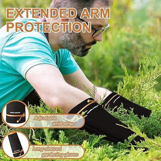 HLDD HANDLANDY Long Gardening Gloves, Thorn Proof Rose Pruning Gloves for Men & Women, Heavy Duty Garden Gloves for Cactus & Blackberry, Great Gift for Gardeners