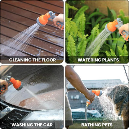 GarveeLife Retractable Garden Hose Reel 5/8 in x 100 Ft, Wall Mounted Garden Hose Reel, with 9 Function Sprayer Nozzle, Any Length Lock, Lock/Automatic Slow Return System, 180° Swivel Bracket(Grey)