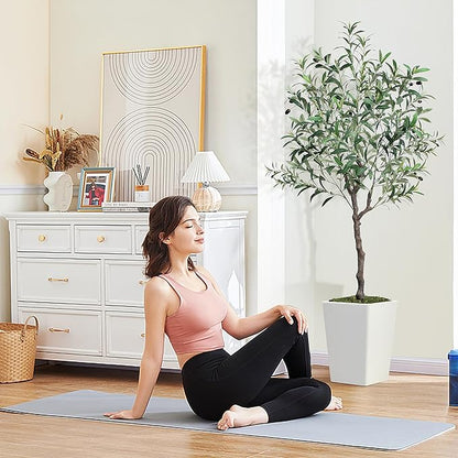 Olive Trees Artificial Indoor 5ft, 2 PCS Tall Faux Silk Plant with Pot, Realistic Leaves and Natural Wood Trunk Fake Trees with Lifelike Fruits for Home Office Decor Bedroom Livingroom Entryway