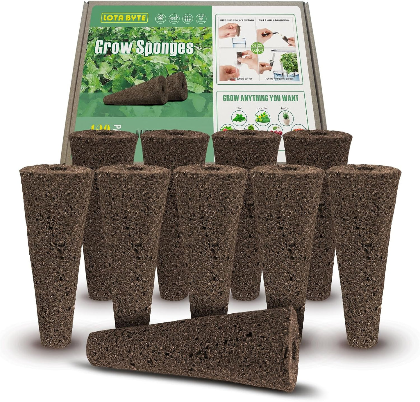 250 Pack hydroponic Pods Compatible with AeroGarden，Replacement Root Grow sponges for hydroponics Growing System