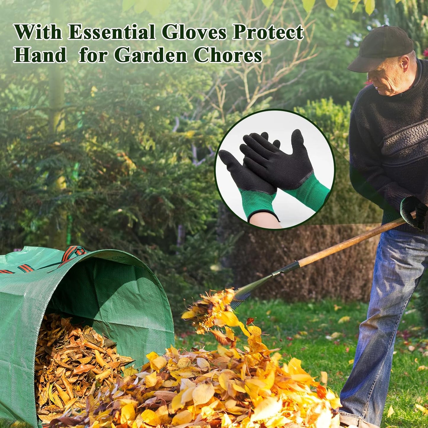 2 Pack 53 Gallons Reusable Yard Waste Bags,Heavy Duty Lawn and Leaf Bags,Dustpan-Type Garden Bag with Reinforced Handles for Collecting Leaves,Branch Debris,Grass Clippings