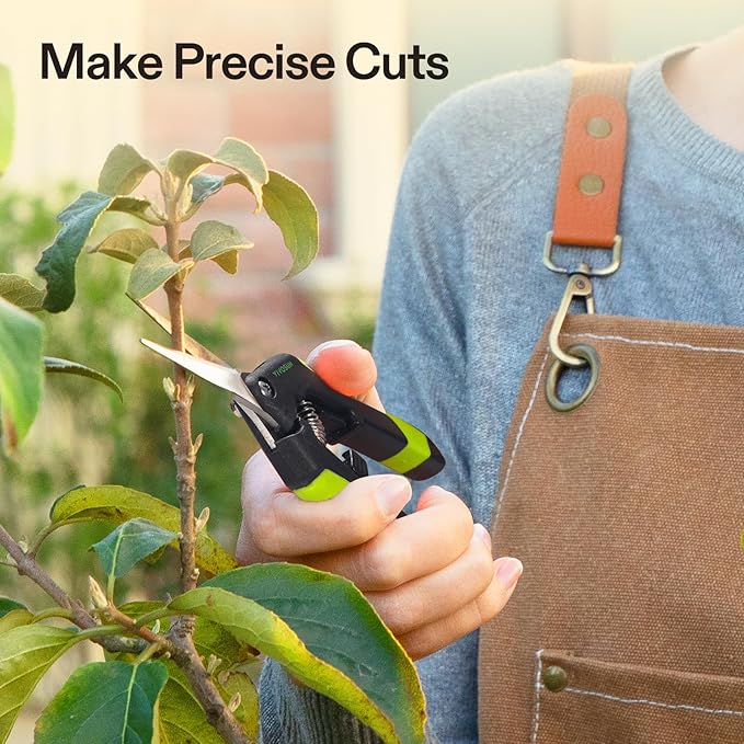 VIVOSUN Gardening Scissors, 6.5 Inch Hand Pruner, Pruning Shear with Straight Stainless Steel Blades, Garden Tools for Women Men, Black and Green