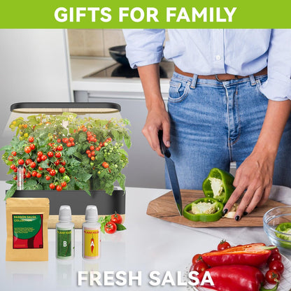 Salsa Garden Seed Pod Kit for AeroGarden, iDoo, Ahopegarden Hydroponic System, 400+ Seeds Includes Red Chili, Green, Yellow, and Purple Bell Pepper, Cucumber, Red/Golden Cherry Tomato (7-Pod)