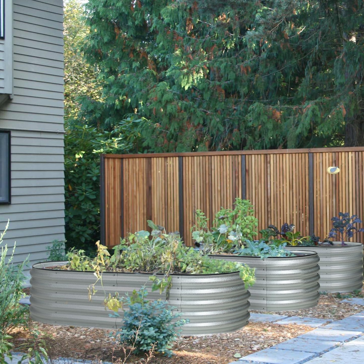 BPS 4-in-1 Metal Raised Garden Bed, 5x2 FT Galvanized Planter Raised Beds for Vegetables, Flowers 17" Extra Tall