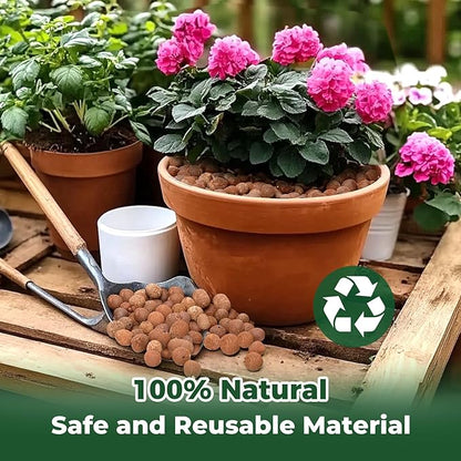 T4U Leca Clay Pebbles for Plants, 2.3qt 10-20 mm Clay Balls for Indoor Plants, Natural Clay Pebbles for Orchid Potting Mix, Hydroponic, Leca Pots, Plant Drainage, Garden Soil