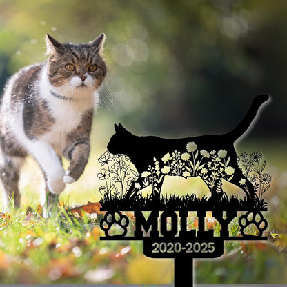 Custom Cat Grave Marker Outdoor, Personalized Pet Headstone for Garden or Cemetery Use, Pet Grave Markers Cat Memorial Stone in Sizes