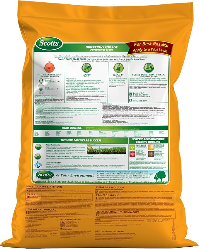 Scotts Turf Builder WinterGuard Fall Weed & Feed3, Weed Killer Plus Fall Fertilizer, 4,000 sq. ft., 11.43 lbs.