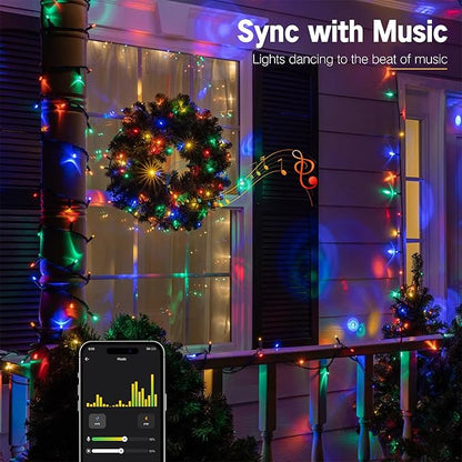 Brizled Smart Christmas Lights, 98.4FT 300 LED Color Changing Christmas Lights with APP/Voice Control, Warm White & Multicolor Fairy String Light Music Sync Xmas Tree Light for Indoor Outdoor Decor