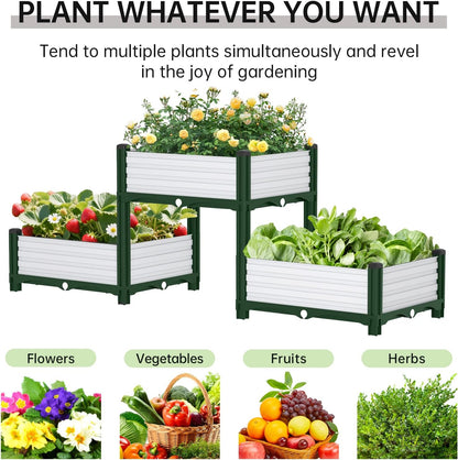Planter Box Raised Garden Bed with Reinforced Support Rods, Drainage Grid, Multi-Combination Options for Vegetables, Flowers, and Herbs, Ideal for Balcony, and Patio Gardening