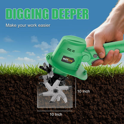 20V Cordless Tiller Cultivator for Gardening, Electric Garden Tiller with Only 1 x 2.0Ah Battery & Charger, Garden Rototiller for Lawn Gardening Soil Cultivation