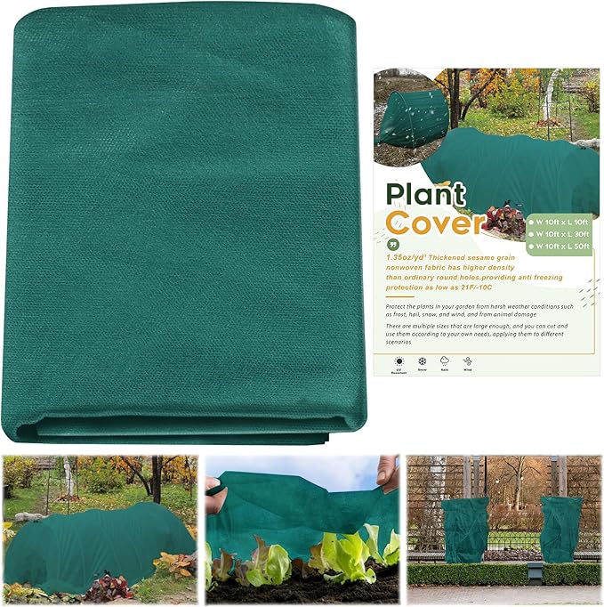 NNG 10x50ft Plant Covers Freeze Protection Frost Blankets 1.35oz/yd² Non-Woven Fabric Floating Row Cover Plant Blanket Protector Garden Winterize for Winter Outdoor Plants,Vegetables