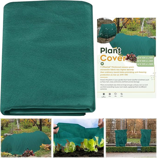 NNG 10x50ft Plant Covers Freeze Protection Frost Blankets 1.35oz/yd² Non-Woven Fabric Floating Row Cover Plant Blanket Protector Garden Winterize for Winter Outdoor Plants,Vegetables