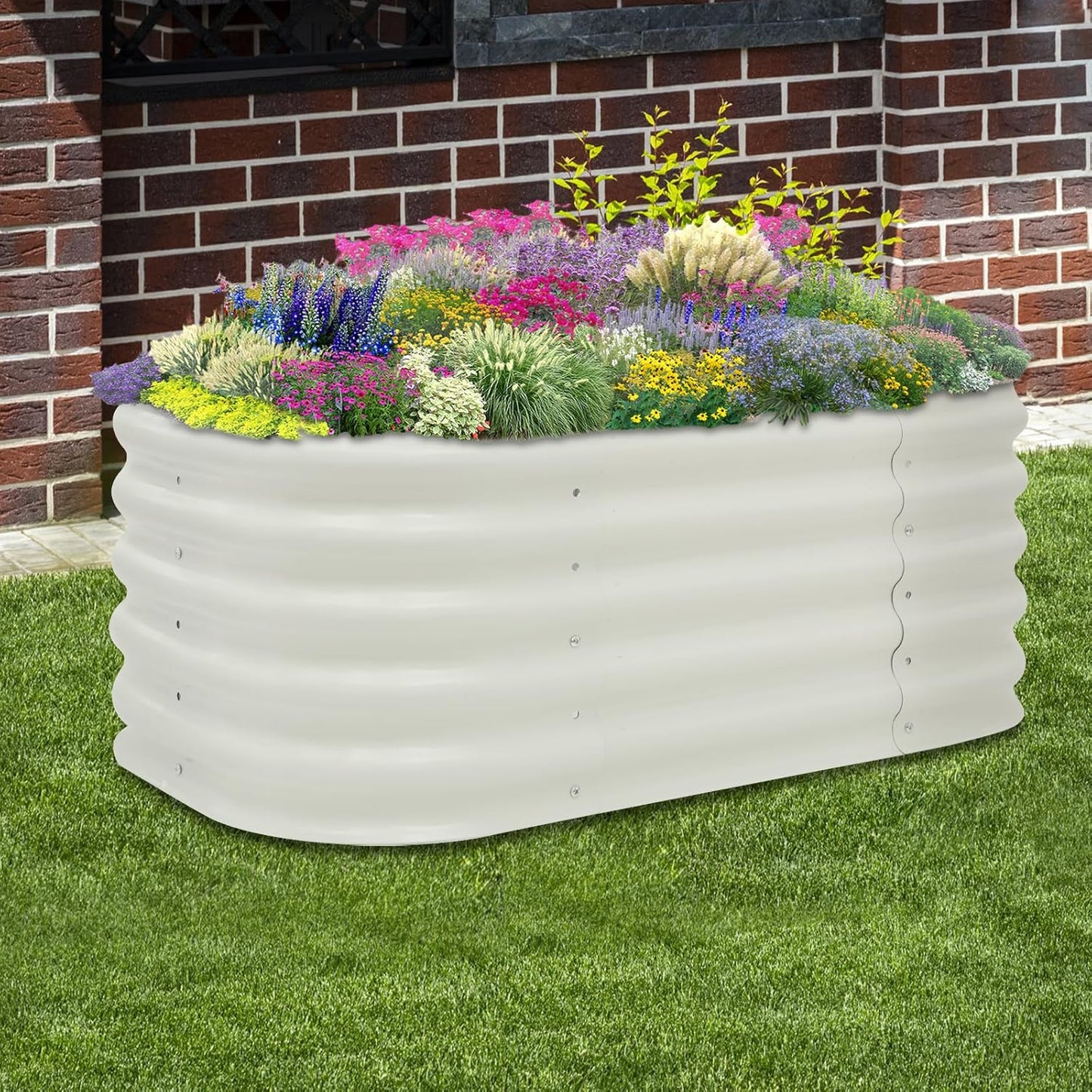 Galvanized Raised Garden Bed Kit, Large Oval Metal Deep Root Planter Box for Outdoor Gardening Planting Plants Vegetables Flower Herb (3.45ft)