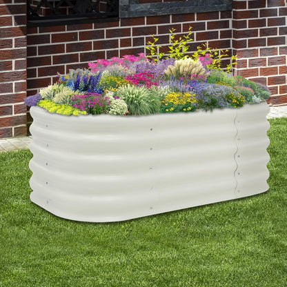 Galvanized Raised Garden Bed Kit, Large Oval Metal Deep Root Planter Box for Outdoor Gardening Planting Plants Vegetables Flower Herb (3.45ft)