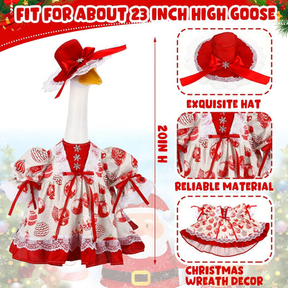 Suzile Christmas Ball Outfit Clothes for 23 Inch High Cement or Plastic Geese Ghost Lawn Porch Goose Clothes Christmas Costume