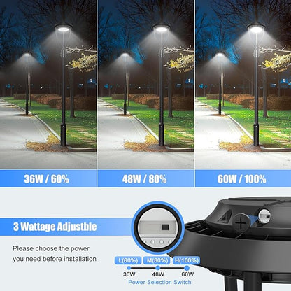 Outdoor LED Post Top Light (5000K-with Built-in Sensor, 60 Watt-2Pack)
