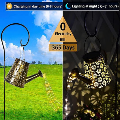 Solar Watering Can with Lights Outdoor,Hanging Solar Lantern,Metal Waterproof Garden Lights Decorations Gift for Table Patio Yards Pathway Party, Yard Decorations Outdoor