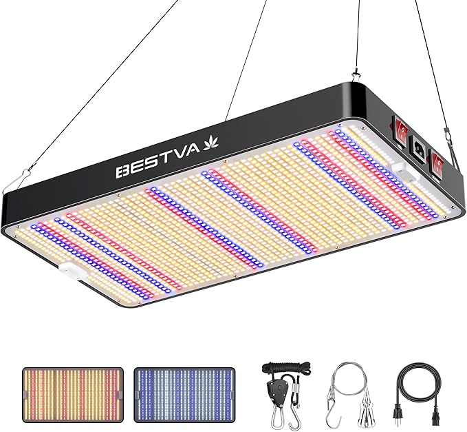 BESTVA DC3000 LED Grow Light with High Yield Diodes Full Spectrum for Indoor Plants, Greenhouse, Hydroponic, Veg Bloom Light