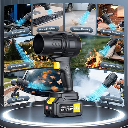 400,000RPM Handheld Leaf Blower Cordless with 2 Battery and Charger, 550CFM Lightweight Electric Cordless Leaf Blowers, 21V Battery Powered Leaves Blowers for Lawn Care, Patio, Car and Dus