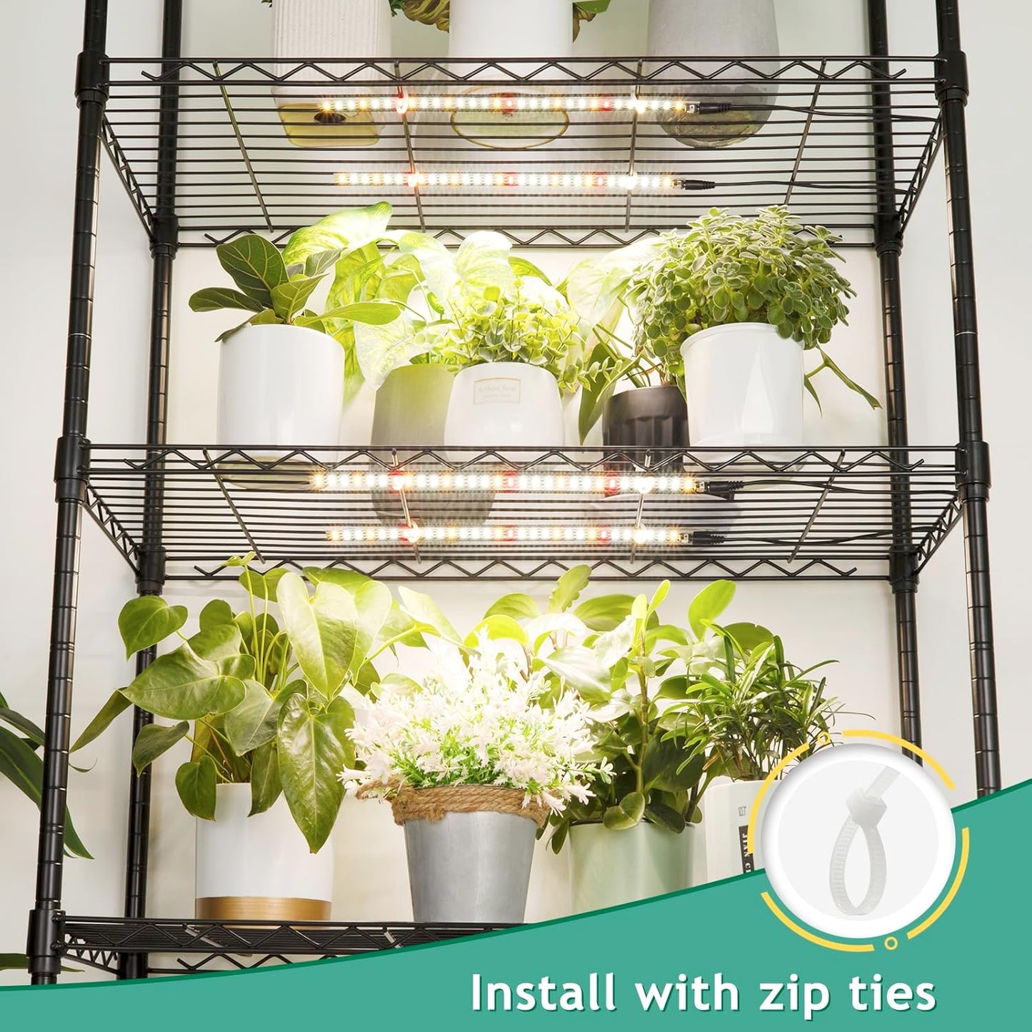 LBW Full Spectrum Grow Light Strip - Indoor Plant Grow Lights with 10 Brightness Levels & Timer (4/8/12 Hours), 480 LED Grow Lights, 2 Pack