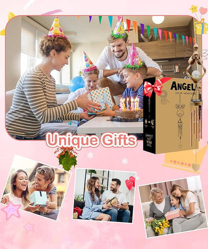 Wind Chimes Outdoor Indoor Decor: Birthday Gifts for Mom Grandma - Outside Lights for Garden Yard Patio Porch (Angel)