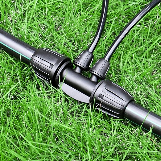 Drip Irrigation Fittings: 1/2 Inch Drip Tubing (1/2" ID x 0.65" OD) to 1/4 inch Irrigation Tubing Anti-Drop Locked Barbed Reducing Tee 4 Way for Gardening Landscape (Pack of 10)