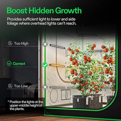 VIVOSUN Lumaray LED Grow Light Bars 16”(8-Bar), Full Spectrum Side Lighting with 60% Red Light up to 25% Yields for Grow Tents, Greenhouses, Magnet Reliability Upgraded, SGS Compatible