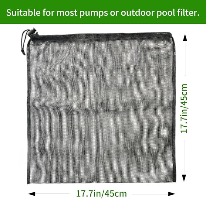 17.7" x17.7" Pond Pump Cover Filter Bag, Black Media Bag Large Pump Mesh Bag for Outdoor Water Ponds Filters, Water Filter Pump, Outdoor Ponds, Garden, Swimming Pool (1, 17.7" x17.7")