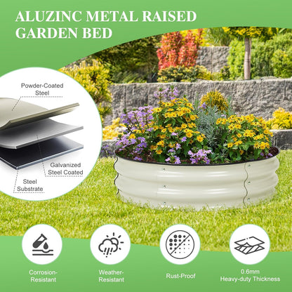 BPS Metal Raised Garden Bed, 2.5FT Diameter Galvanized Planter Raised Garden Boxes for Flower Planters, Vegetables Herb