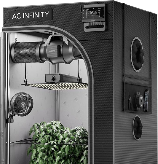 AC Infinity AI Grow System Compact 2x2, 1-Plant Kit w/Self-Learning AI Controller, Dynamic Airflow & LM301H LED Lighting Control, 2000D Mylar Tent w/Lab-Tested Reflectivity, Largest Zippered Window