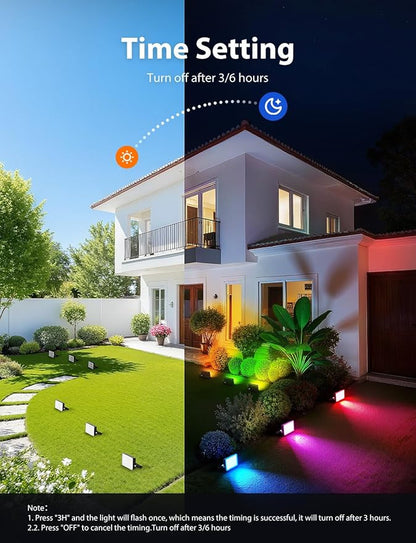 Onforu RGBW Flood Lights Outdoor Remote Control, Color Changing LED Landscape Lights, IP65 Waterproof Uplights for Events, Uplighting for Halloween Christmas Garden Yard Party, Wired 4 Pack 40W