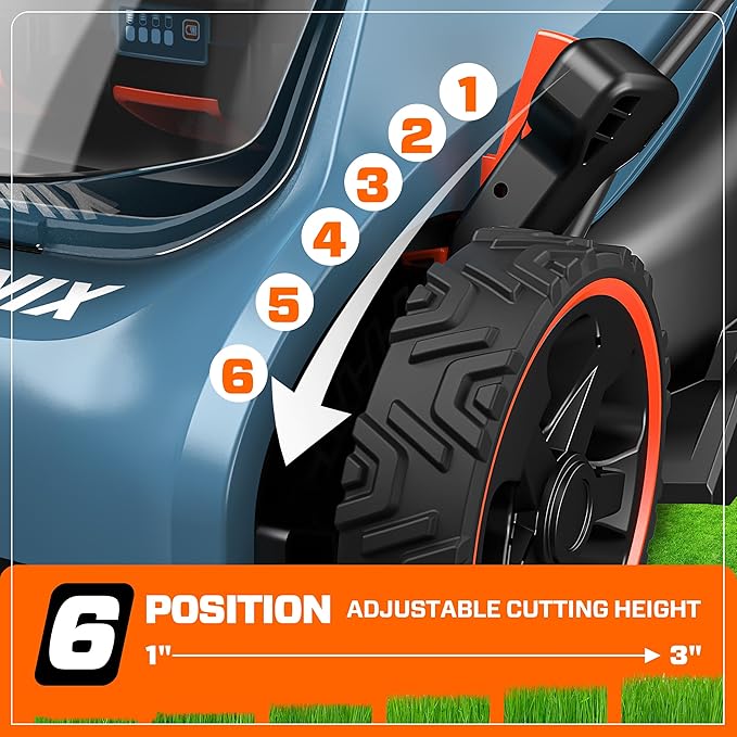 SENIX 40V 17" Electric Lawn Mower, Battery Powered Cordless Lawnmower, 2-in-1 Brushless Walk-Behind Push Mowers, 6 Heights Adjustment, cortadora de pasto, Includes 2x5Ah Batteries & Charger, LPPX2-M5