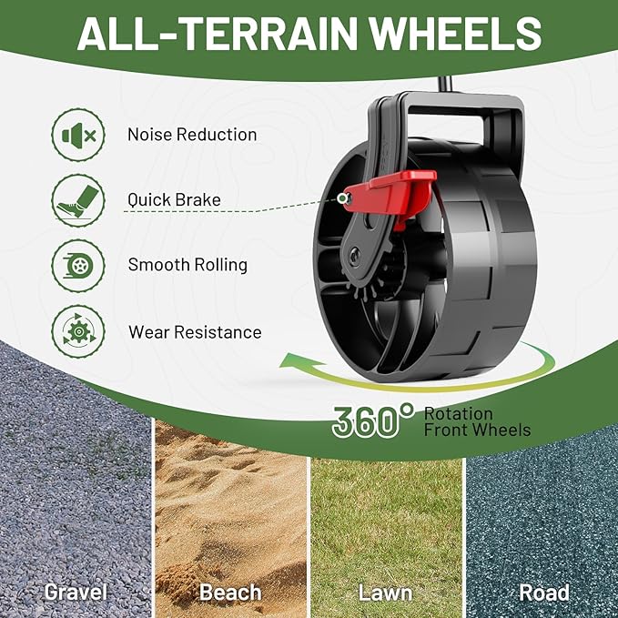 Timber Ridge 47" L Collapsible Folding Wagon with Tailgate, 300lbs Heavy Duty Beach Wagon with All-Terrain Big Wheels, 250L Foldable Utility Cart for Sand Camping Sports Shopping, Grey