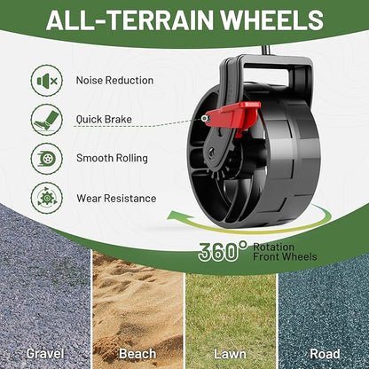 Timber Ridge 47" L Collapsible Folding Wagon with Tailgate, 300lbs Heavy Duty Beach Wagon with All-Terrain Big Wheels, 250L Foldable Utility Cart for Sand Camping Sports Shopping, Grey