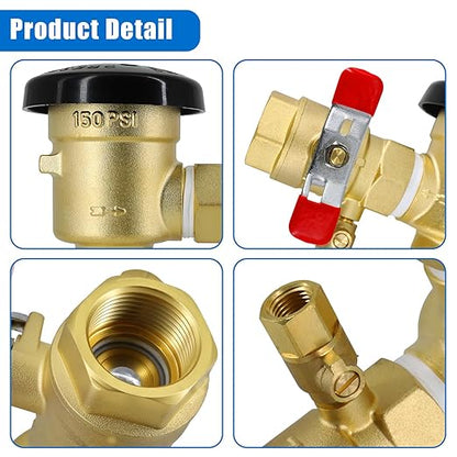 3/4" 720A Pressure Vacuum Breaker Assembly,Brass Irrigation Backflow Preventer Valve for Lawn Irrigation System, Garden Sprinkler, Outdoor Water Line, Anti-Siphon Protection MAX 400PSI