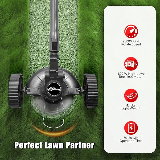 3 in 1 iToolMax Cordless Grass Trimmer, Electric Weed Wacker Cordless, Weed Eater Battery Powered with Two 21V/1500mAh Batteries, Brush Cutter & Grass Trimmer & Lawn Edger with 3 Types of Blades