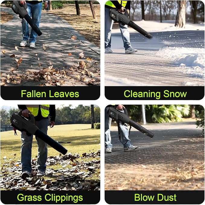 Leaf Blower Cordless with Battery - 40V Powerful Electric Leaf Blower, 600CFM &180MPH and Variable-Speed with 7.5Ah Battery and Charger for Lawn Care, Patio, Dust, Blowing Leaves (Grey)