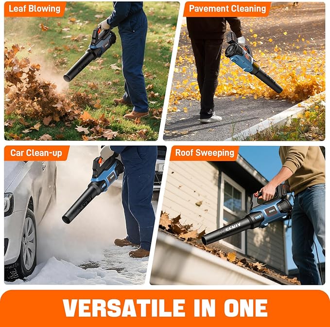 SENIX 20V Max Leaf Blower, Cordless, Brushless, Handheld, Up to 450 CFM and 100 MPH, 2 Speed Mode, Cruise Control, Lightweight, 5.0 Ah Battery and Charger Included (BLAX2-M3)