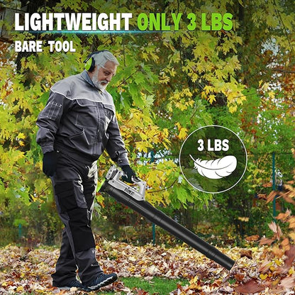 Cordless Leaf Blower and Hedge Trimmer Combo 21V Ultra-Lightweight 3lbs 400CFM/130MPH Blower, 18" Blade & 5/8'' Cutting Bush Trimmer with 2.0Ah Battery and Fast Charger, Ideal for Homeowners & Seniors